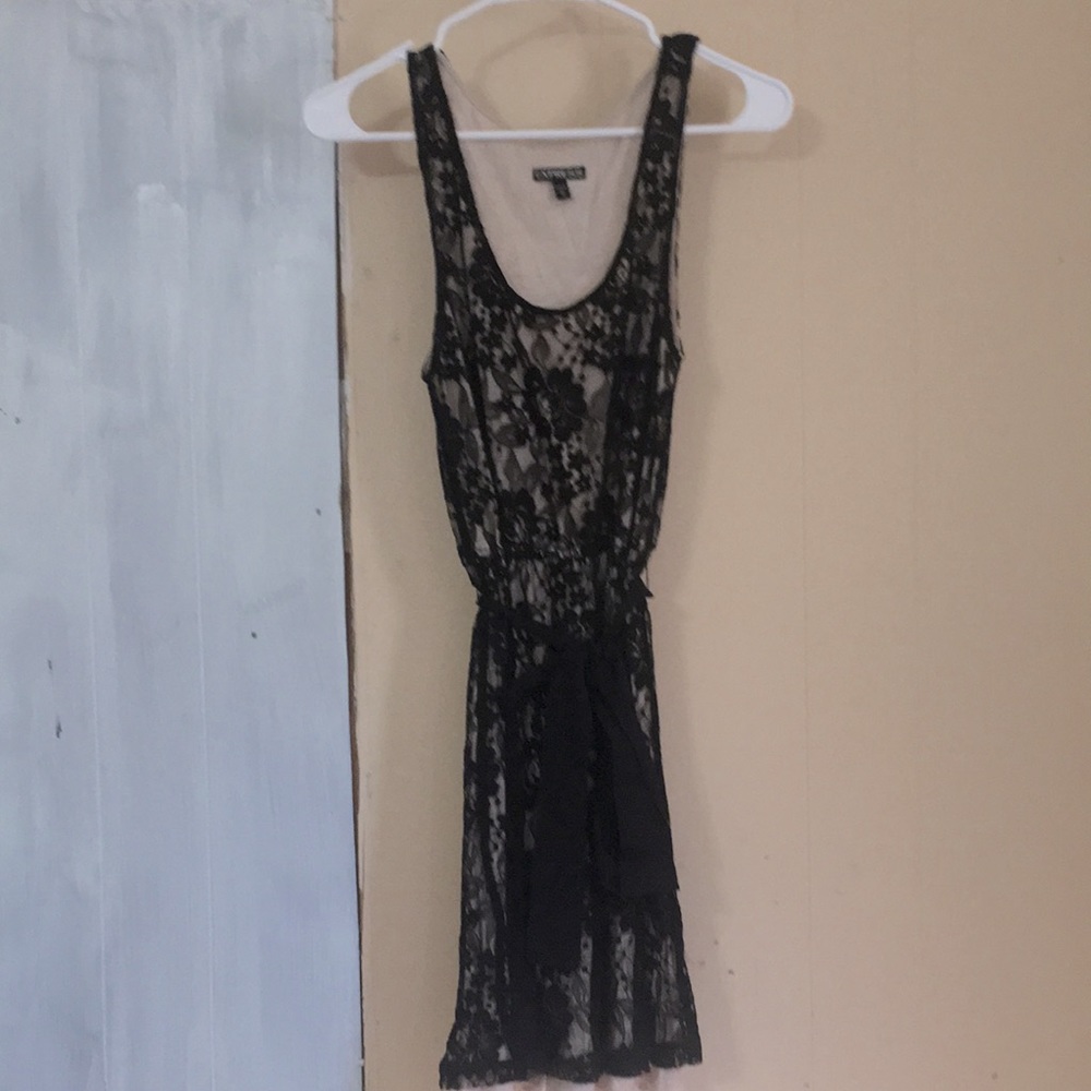 Express black floral mini dress